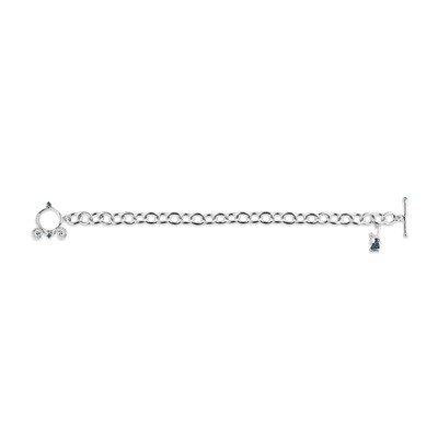 Enchanted Disney Cinderella 0.085 CT. T.W. Diamond and London Blue Topaz Charm Bracelet in Sterling Silver