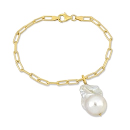13.8mm Paper Clip Chain Bracelet in Sterling Silver with 18K Gold Plate