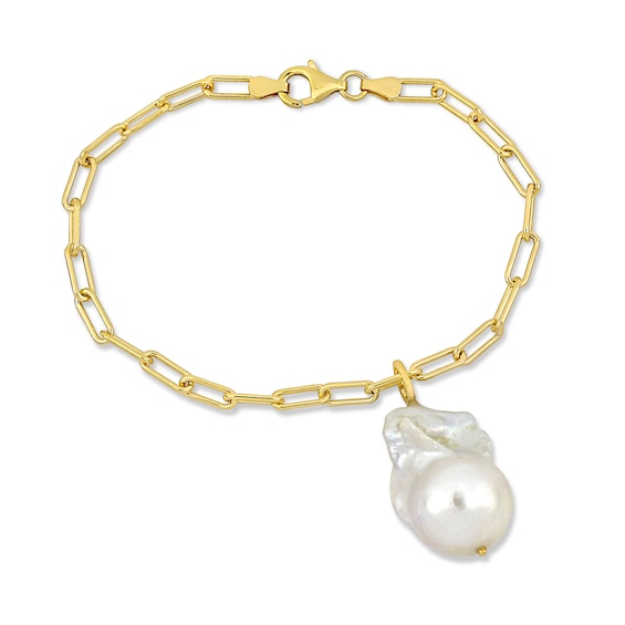 13.8mm Paper Clip Chain Bracelet in Sterling Silver with 18K Gold Plate