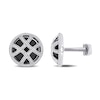 Thumbnail Image 1 of Black Onyx Bead Ribbon Criss-Cross Cuff Links in Sterling Silver