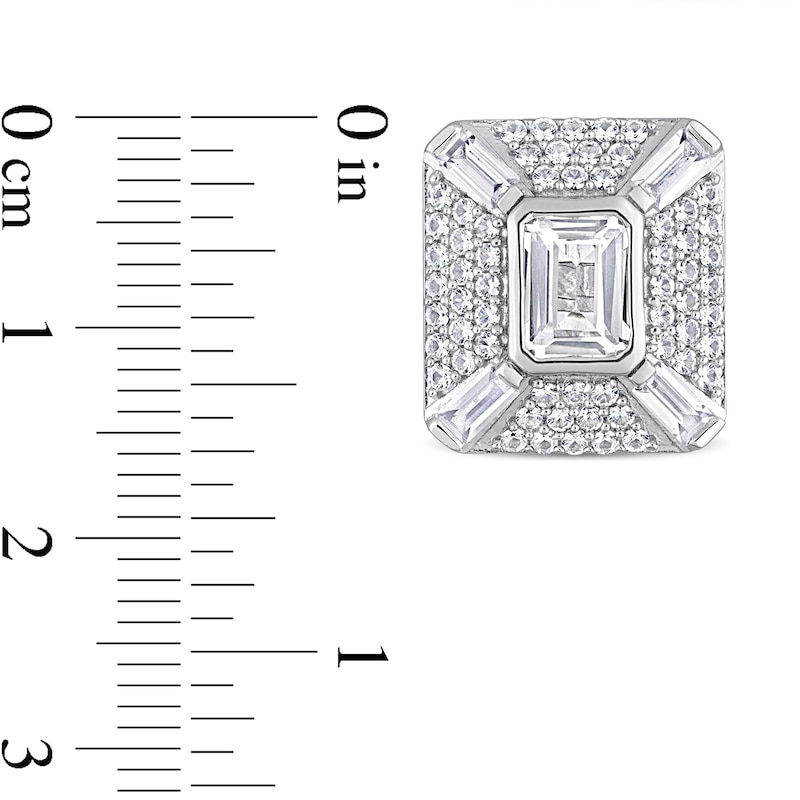 Main Image 3 of White Lab-Created Sapphire Art Deco Style Cuff Links in Sterling Silver