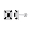 Thumbnail Image 1 of Black Lab-Created Sapphire and White Lab-Created Sapphire Art Deco Style Cuff Links in Sterling Silver