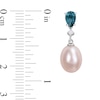 Thumbnail Image 4 of 8.0-8.5mm Freshwater Cultured Pearl, London Blue Topaz and Diamond Accent Drop Earrings Set in 10K White Gold