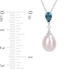 Thumbnail Image 2 of 8.0-8.5mm Freshwater Cultured Pearl, London Blue Topaz and Diamond Accent Pendant in 10K White Gold