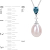 Thumbnail Image 4 of 8.0-8.5mm Freshwater Cultured Pearl, London Blue Topaz and Diamond Accent Pendant in 10K White Gold