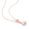 Thumbnail Image 2 of 8.0-8.5mm Freshwater Cultured Pearl, Morganite and 0.06 CT. T.W. Diamond Pendant and Earrings Set in 10K Rose Gold
