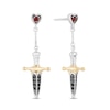 Enchanted Disney Villains Evil Queen Garnet and 0.145 CT. T.W. Black Diamond Earrings in Sterling Silver and 10K Gold