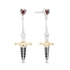 Thumbnail Image 0 of Enchanted Disney Villains Evil Queen Garnet and 0.145 CT. T.W. Black Diamond Earrings in Sterling Silver and 10K Gold