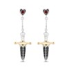 Enchanted Disney Villains Evil Queen Garnet and 0.145 CT. T.W. Black Diamond Earrings in Sterling Silver and 10K Gold