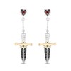 Thumbnail Image 1 of Enchanted Disney Villains Evil Queen Garnet and 0.145 CT. T.W. Black Diamond Earrings in Sterling Silver and 10K Gold