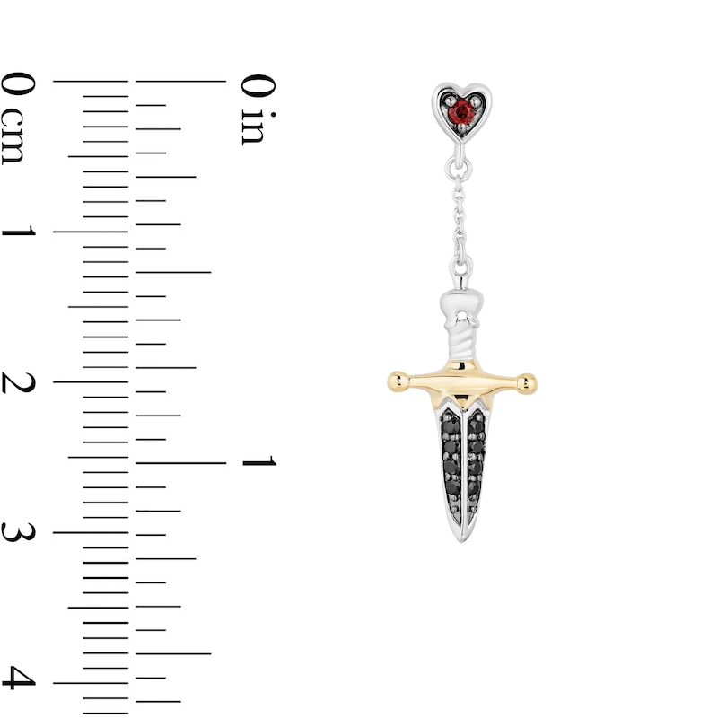 Enchanted Disney Villains Evil Queen Garnet and 0.145 CT. T.W. Black Diamond Earrings in Sterling Silver and 10K Gold|Peoples Jewellers