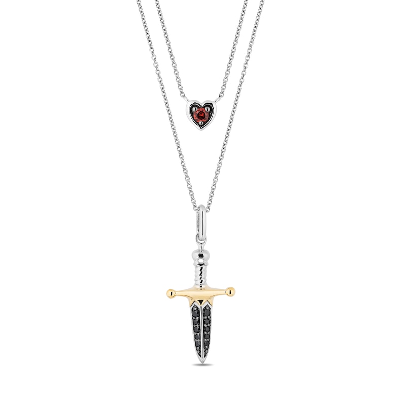 Enchanted Disney Villains Evil Queen Garnet and 0.085 CT. T.W. Black Diamond Necklace in Sterling Silver and 10K Gold|Peoples Jewellers