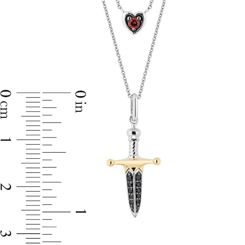 Main Image 3 of Enchanted Disney Villains Evil Queen Garnet and 0.085 CT. T.W. Black Diamond Necklace in Sterling Silver and 10K Gold
