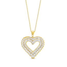 1.00 CT. T.W. Diamond Scallop Frame Heart Pendant in 10K Gold