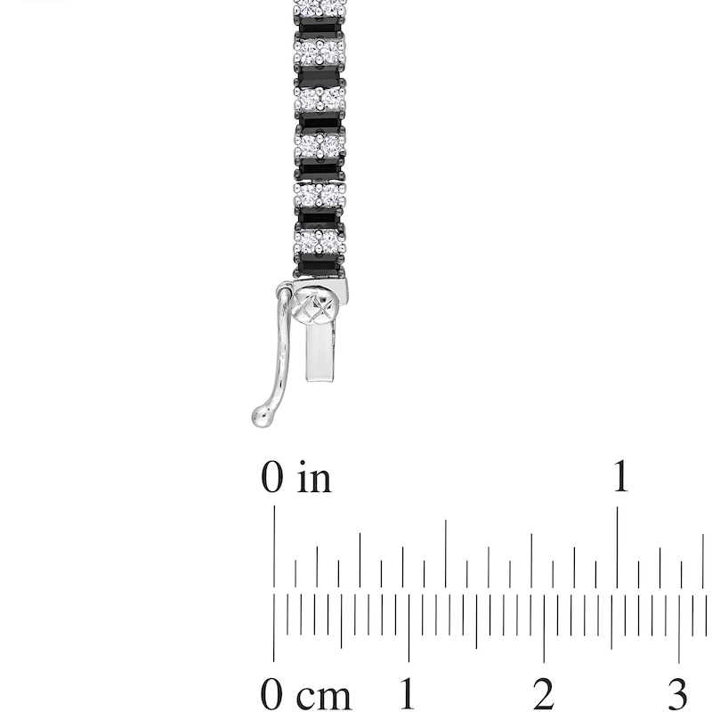 Black Spinel and White Lab-Created Sapphire Bracelet in Sterling Silver