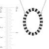 Thumbnail Image 3 of Black Spinel and White Lab-Created Sapphire Open Oval Frame Necklace in Sterling Silver