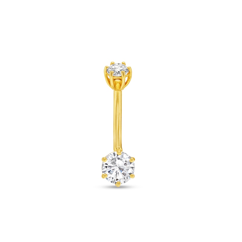 Cubic Zirconia Belly Button Ring in Solid 14K Gold - 14G 7/16"