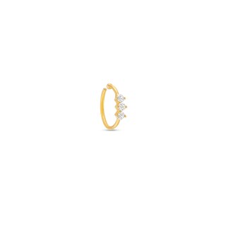 Cubic Zirconia Three Stone Nose Ring in Solid 14K Gold - 20G 5/16"