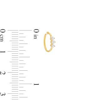Cubic Zirconia Three Stone Nose Ring in Solid 14K Gold - 20G 5/16"