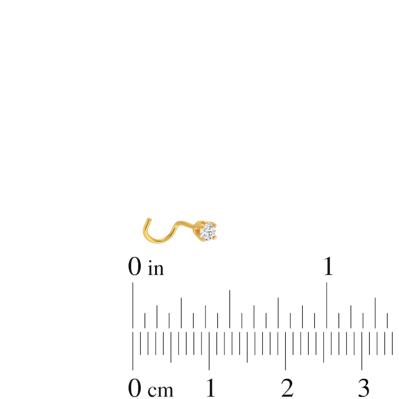 Main Image 2 of 0.05 CT. Diamond Solitaire Screw Nose Stud in Semi-Solid 14K Gold - 24G 3/8"