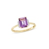 Thumbnail Image 1 of Emerald-Cut Amethyst and 0.04 CT. T.W. Diamond Collar Ring in 10K Gold