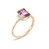 Thumbnail Image 3 of Emerald-Cut Amethyst and 0.04 CT. T.W. Diamond Collar Ring in 10K Gold