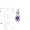Thumbnail Image 3 of Oval Amethyst and White Lab-Created Sapphire Wrap Ribbon Drop Pendant and Earrings Set in Sterling Silver