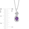 Thumbnail Image 4 of Oval Amethyst and White Lab-Created Sapphire Wrap Ribbon Drop Pendant and Earrings Set in Sterling Silver