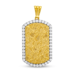 1.45 CT. T.W. Certified Lab-Grown Diamond Frame Nugget Dog Tag Necklace Charm in 10K Gold (F/SI2)