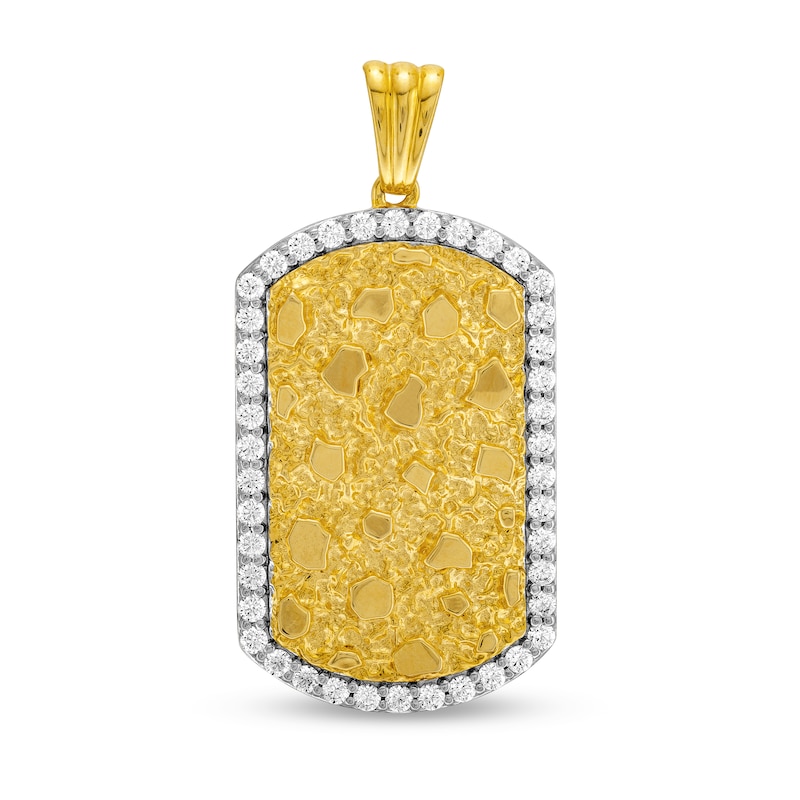 1.45 CT. T.W. Certified Lab-Created Diamond Frame Nugget Dog Tag Necklace Charm in 10K Gold (F/SI2)|Peoples Jewellers