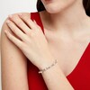 Thumbnail Image 2 of 5.0mm Button Freshwater Cultured Pearl and Diamond Accent Alternating Infinity Link Bracelet in Sterling Silver-7.25"