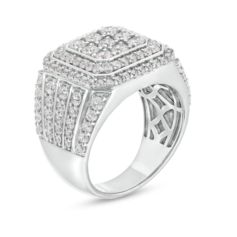 Men's 2.95 CT. T.W. Certified Square-Shaped Lab-Grown Multi-Diamond Framed Ring 10K White Gold (F/SI2)