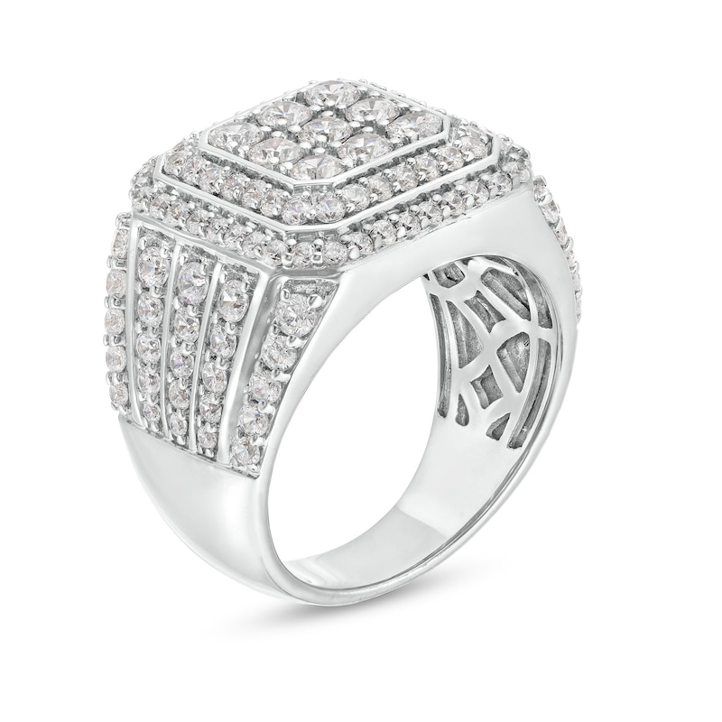 Men's 2.95 CT. T.W. Certified Square-Shaped Lab-Created Multi-Diamond Framed Ring 10K White Gold (F/SI2)|Peoples Jewellers