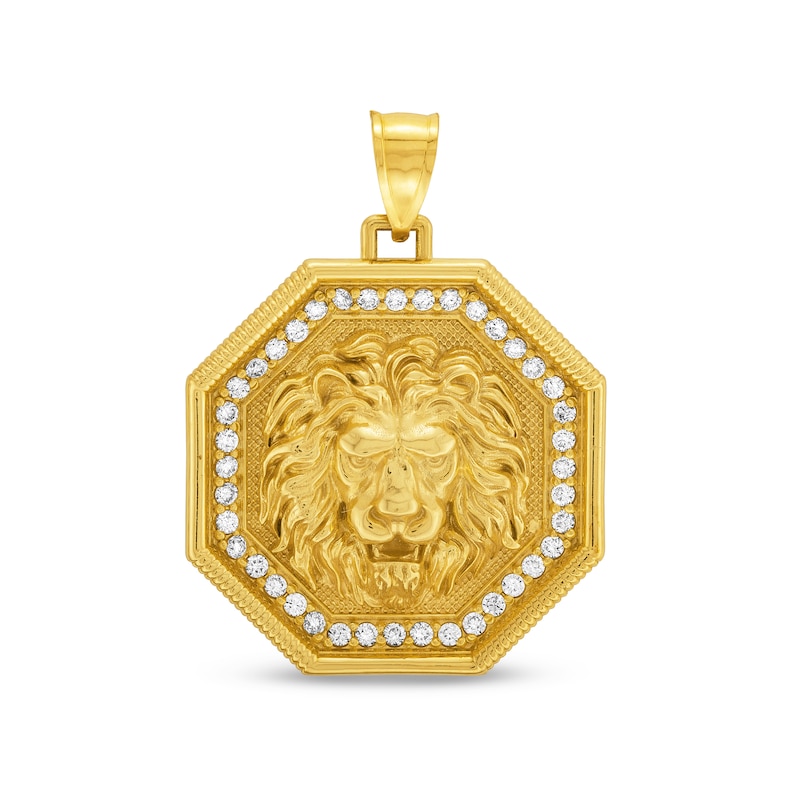 0.45 CT. T.W. Certified Lab-Created Diamond Lion's Head Octagon Frame Necklace Charm in 10K Gold (F/SI2)|Peoples Jewellers