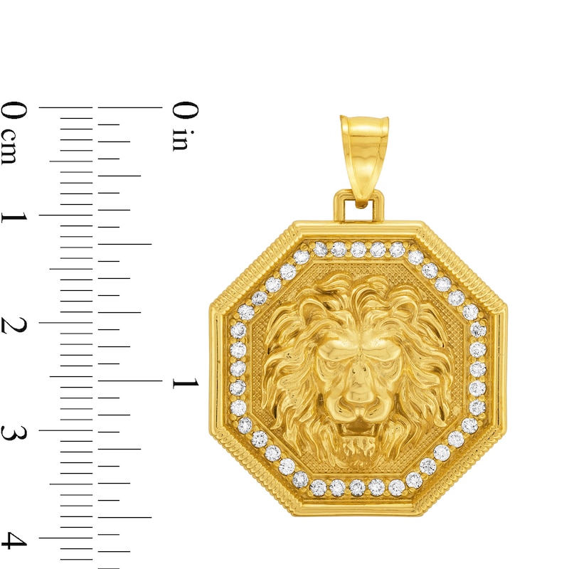Main Image 2 of 0.45 CT. T.W. Certified Lab-Grown Diamond Lion's Head Octagon Frame Necklace Charm in 10K Gold (F/SI2)