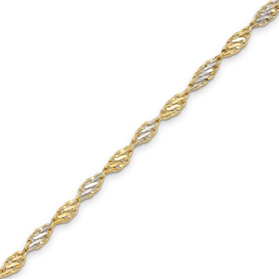 2.9mm Dorica Singapore Chain Bracelet in Solid 14K Two-Tone Gold - 7.25"