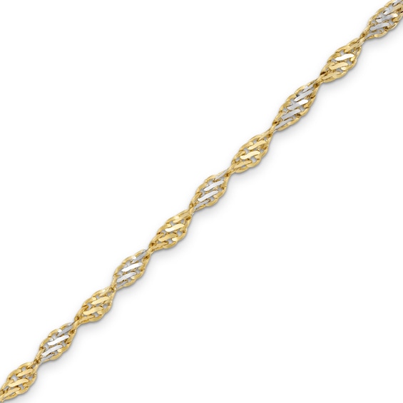 2.9mm Dorica Singapore Chain Bracelet in Solid 14K Two-Tone Gold - 7.25"