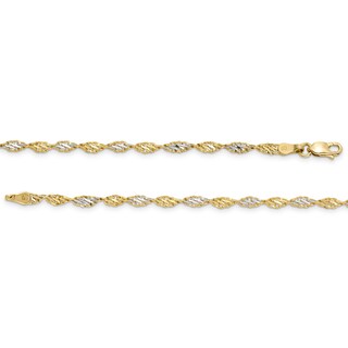 2.9mm Dorica Singapore Chain Bracelet in Solid 14K Two-Tone Gold - 7.25"