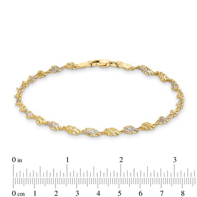 2.9mm Dorica Singapore Chain Bracelet in Solid 14K Two-Tone Gold - 7.25"