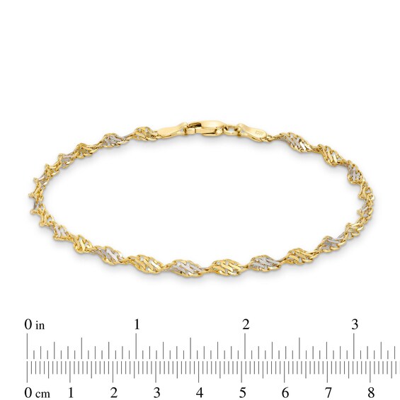 2.9mm Dorica Singapore Chain Bracelet in Solid 14K Two-Tone Gold - 7.25"