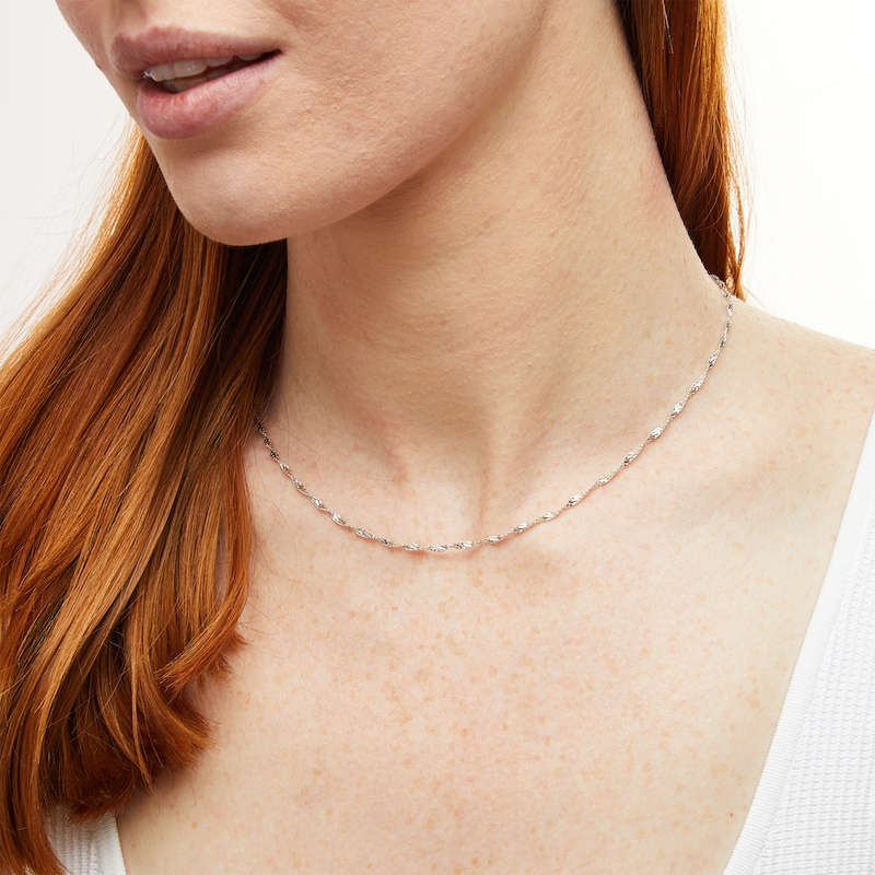 Main Image 2 of 2.1mm Dorica Singapore Chain Necklace in Solid 14K White Gold - 18"