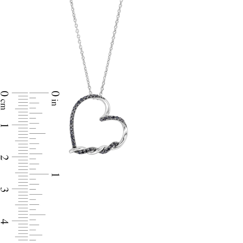 Circle of Gratitude® Collection 0.20 CT. T.W. Black Diamond Tilted Twist Heart Pendant in Sterling Silver - 19"|Peoples Jewellers