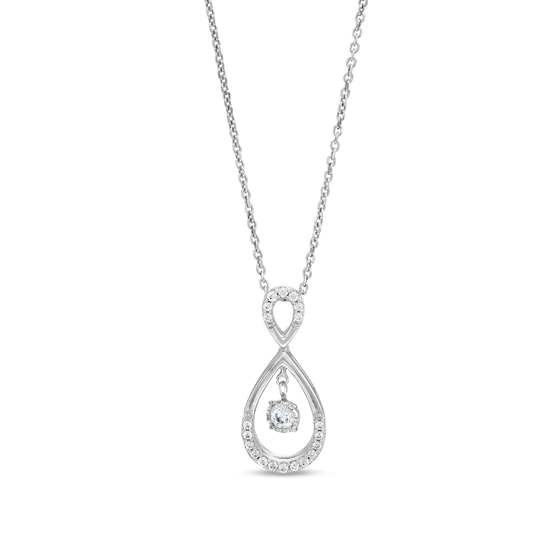 Main Image 1 of Unstoppable Love™ 0.20 CT. T.W. Diamond Double Teardrop Pendant in 10K White Gold - 19"