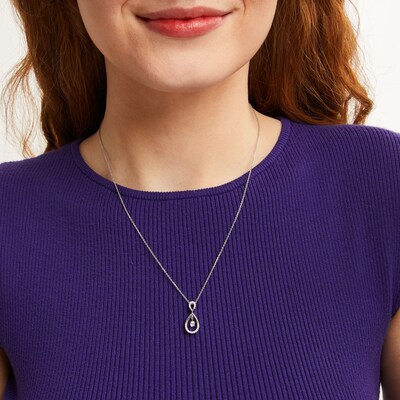 Unstoppable Love™ 0.20 CT. T.W. Diamond Double Teardrop Pendant in 10K White Gold - 19"