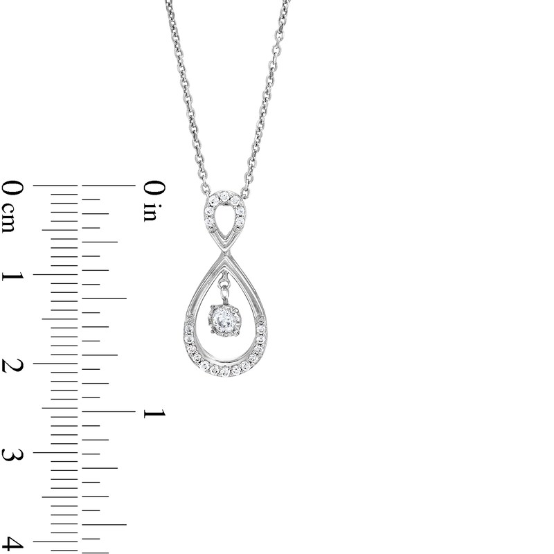Main Image 4 of Unstoppable Love™ 0.20 CT. T.W. Diamond Double Teardrop Pendant in 10K White Gold - 19"