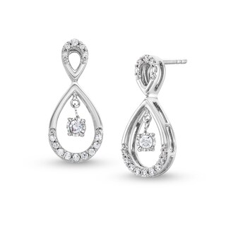Unstoppable Love™ 0.20 CT. T.W. Diamond Double Teardrop Earrings in 10K White Gold