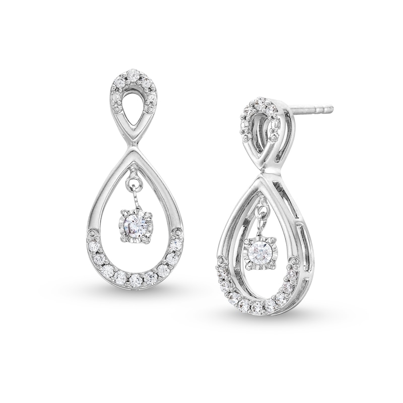 Unstoppable Love™ 0.20 CT. T.W. Diamond Double Teardrop Earrings in 10K White Gold