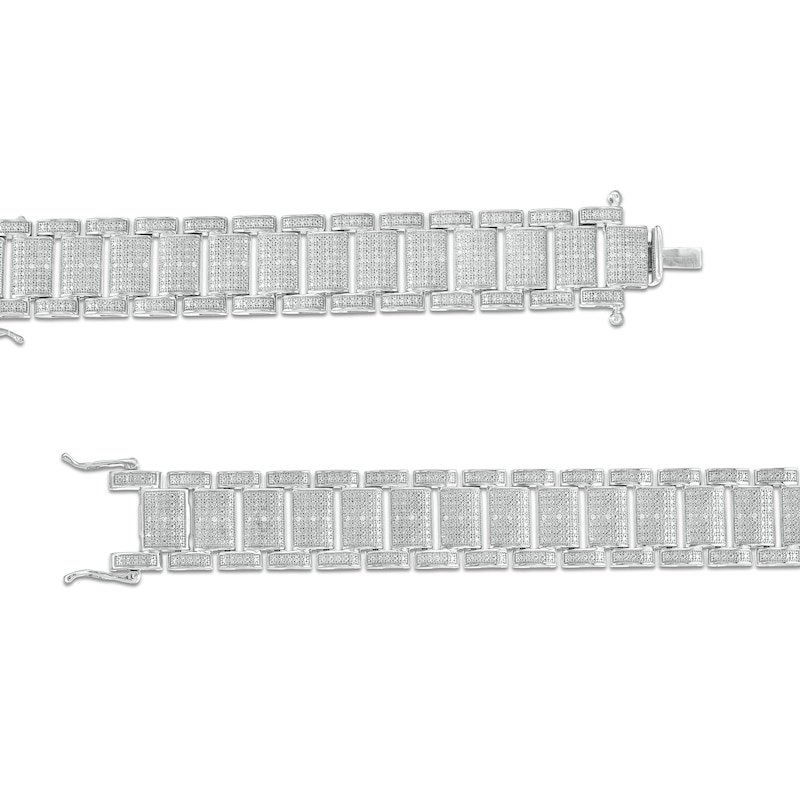 Main Image 3 of Men's 0.25 CT. T.W. Diamond Dotted Bracelet in Sterling Silver - 8.5"