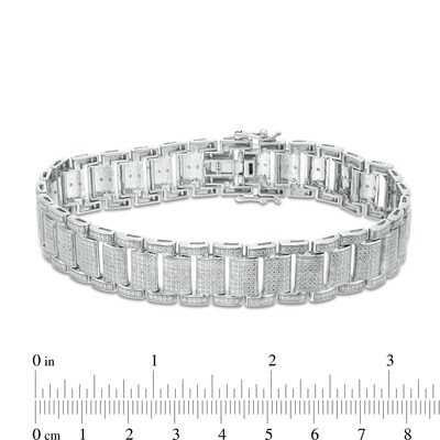 Men's 0.25 CT. T.W. Diamond Dotted Bracelet in Sterling Silver - 8.5"
