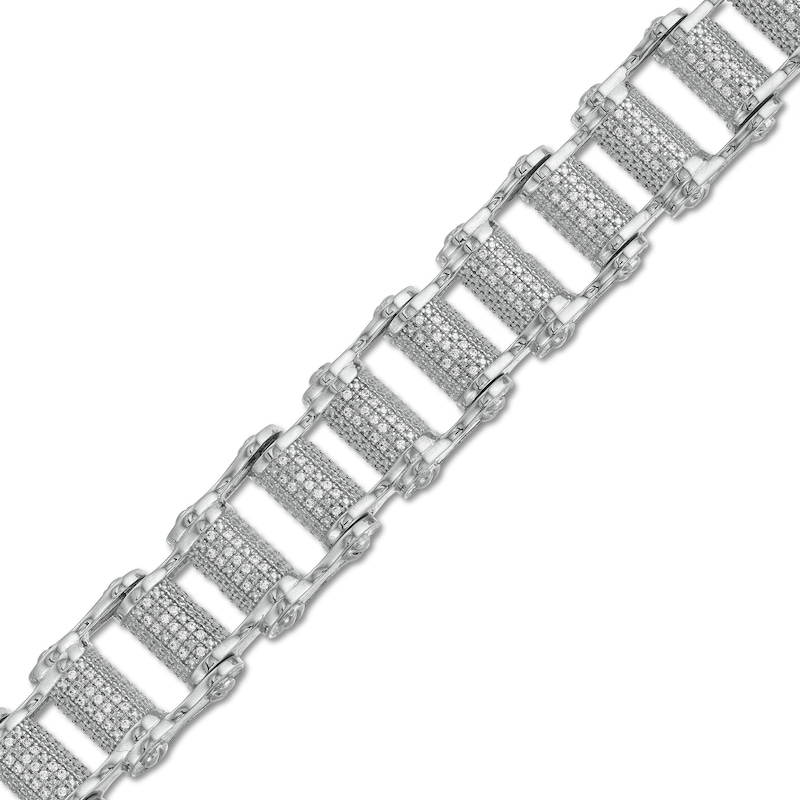 Main Image 1 of Men's 1.00 CT. T.W. Diamond Bike Chain Bracelet in Sterling Silver - 8.5"
